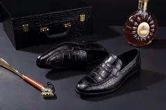 Men’s Soft Crcodile Genuine Leather Penny Loafers BMBAS120104 image 4
