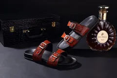 Men’s Casual Slip On Leather Crocodile Slippers BMOAS120111 image 2