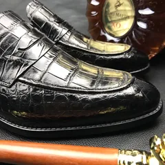 Men’s Soft Lightweight Penny Crocodile Loafers BMBAS120120 image 9