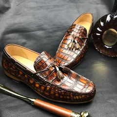 Men Moccasin Boat Shoes Crocodile Pattern BMBAS120121 image 9