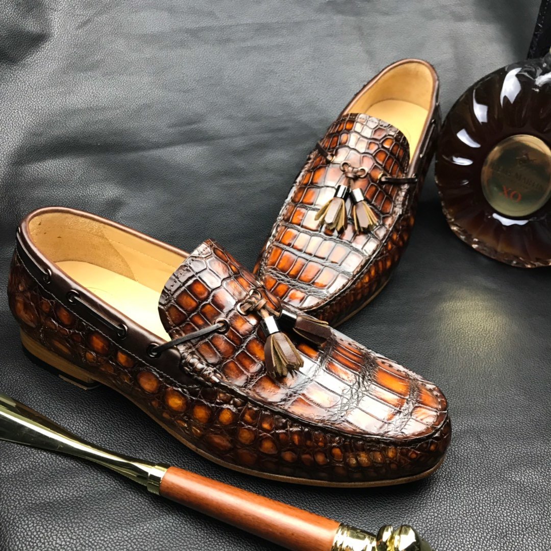 Men Moccasin Boat Shoes Crocodile Pattern BMBAS120121 image 9