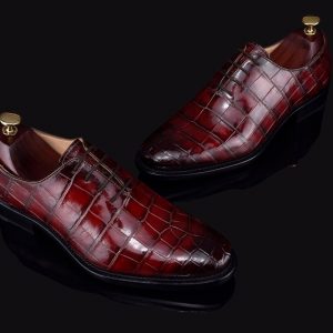 Mens classic Oxfords Crocodile Wedding Shoes