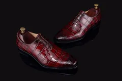 Mens classic Oxfords Crocodile Wedding Shoes BMBAS120140 image 2