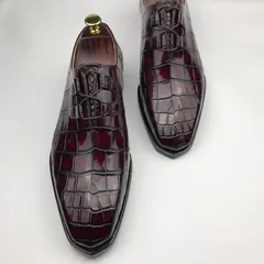 Men’s Genuine Crocodile Oxford Shoes Lace Up Shoes BMBAS120143 image 8