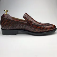 Crocodile Pointy Toe Slip On Loafers Formal Shoes BMBAS12064 image 9