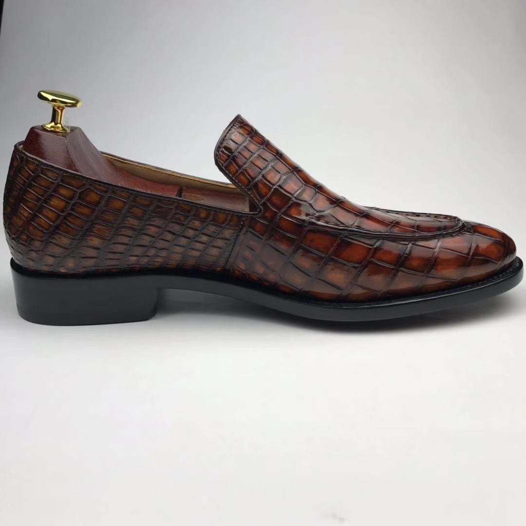 Crocodile Pointy Toe Slip On Loafers Formal Shoes BMBAS12064 image 9