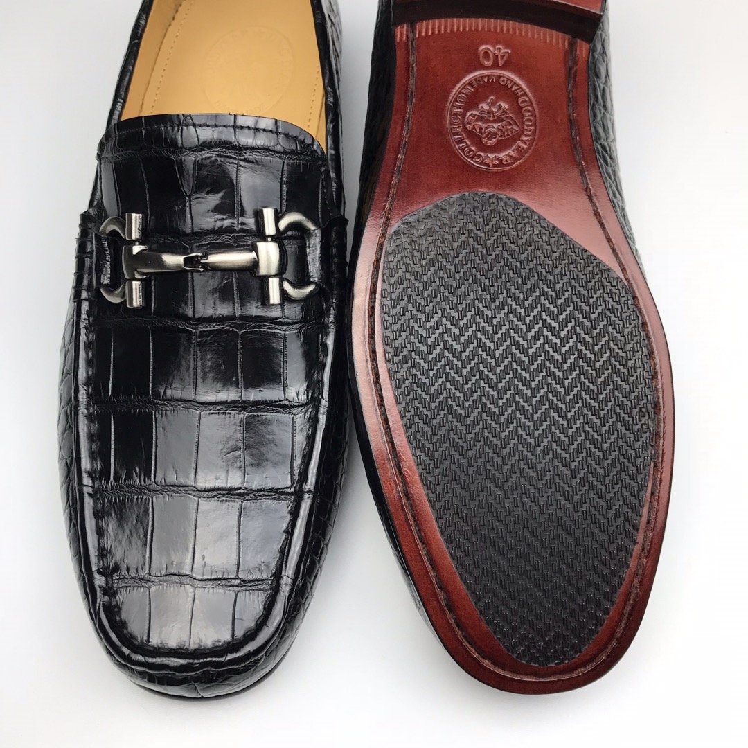 Crocodile Leather Casual Slip On Shoes Comfortable Loafer BMBAS120150 image 8