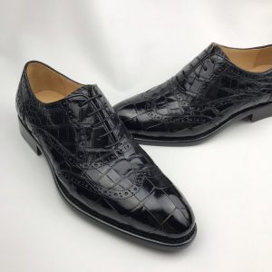 Men's Genuine Crocodile Lace up Oxford Dress Shoes