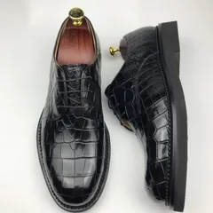 Genuine Leather Derby Handmade Crocodile Lace Up Oxford Dress Shoes BMBAS120166 image 8