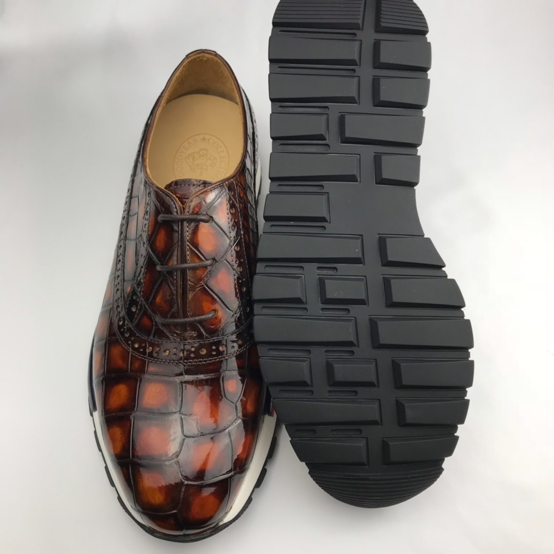 Men’s Crocodile Oxfords Shoes Brogue Casual Dress BMBAS120169 image 2
