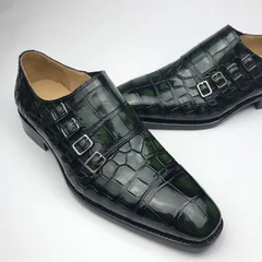 Men’s Crocodile Cap Toe Monk Strap Shoes BMGAS120170 image 2