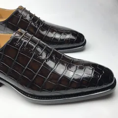 Crocodile Genuine Leather Oxford Lace-Up Dress Shoes BMBAS120176 image 2