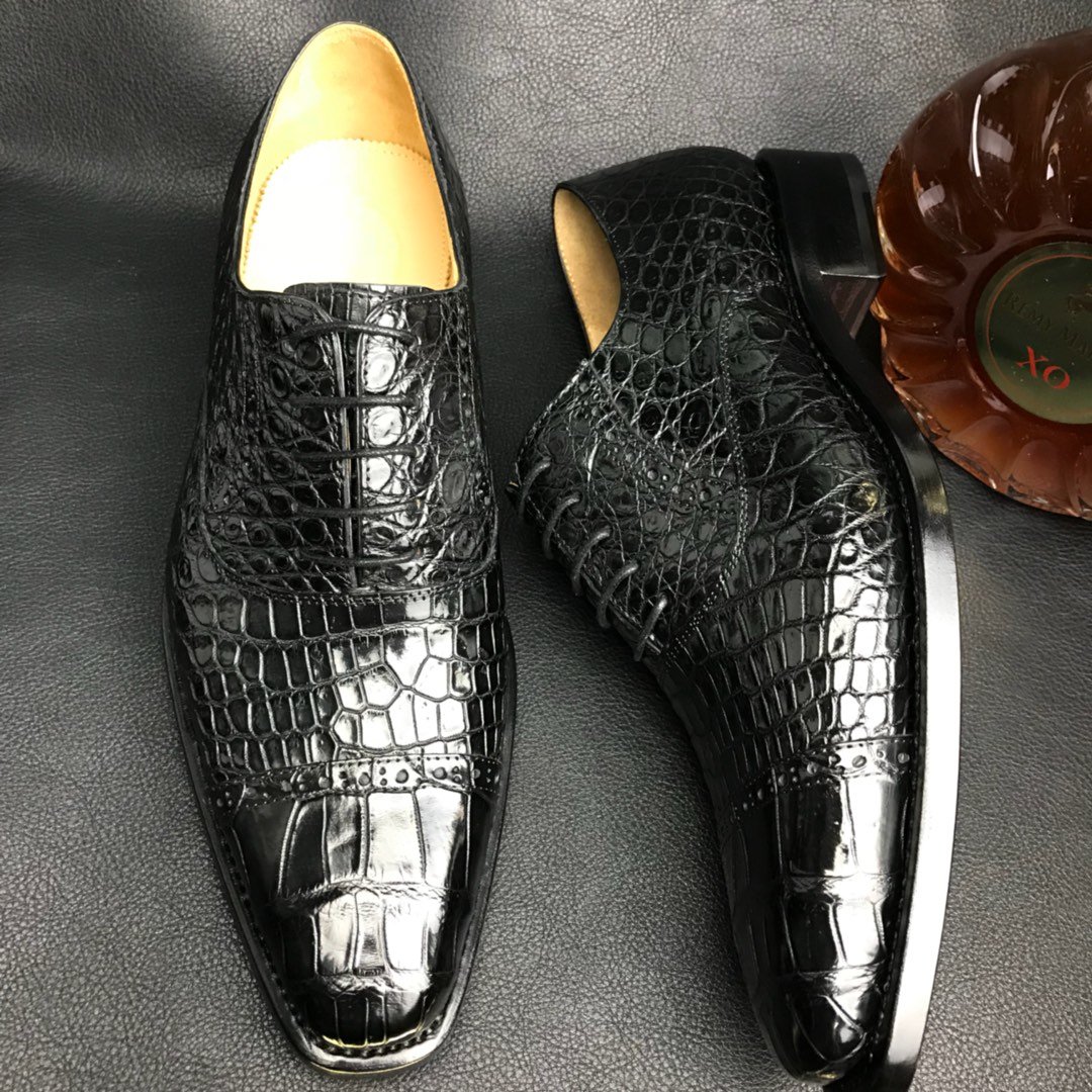 Crocodile Cap Toe Derby Lace Up Oxford Dress Shoes BMBAS120186