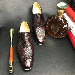 Genuine Leather Oxford Handmade Crocodile Lace Up Shoes BMBAS120187 image 9