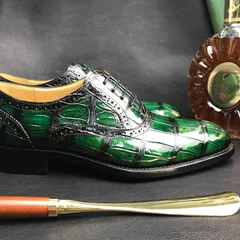 Crocodile Whole-Cut Leather Oxford Shoes BMGAS120191 image 2