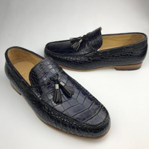 Tassel Loafers Shoes Men Pointed Toe Crocodile Men Shoes