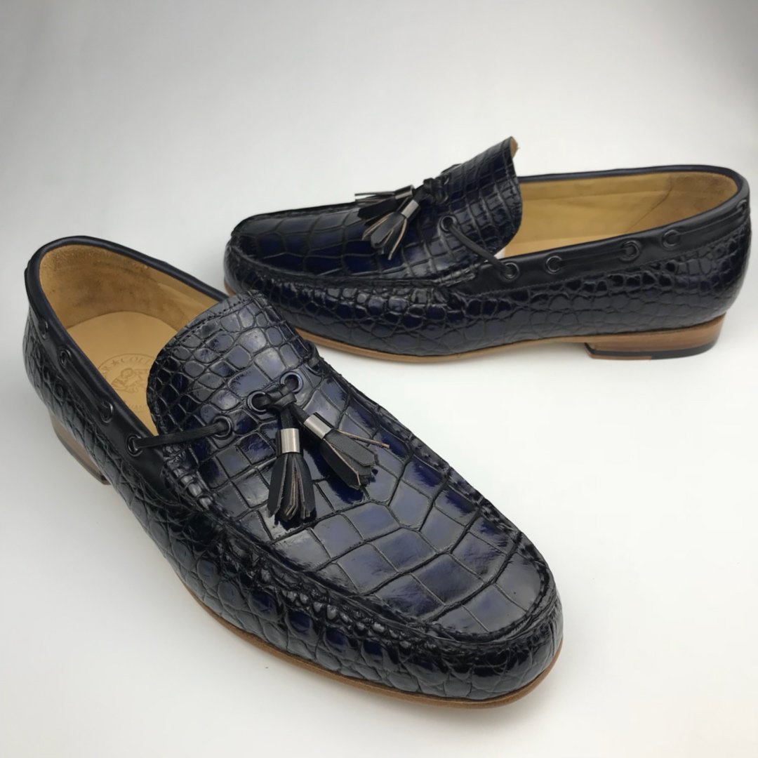 Tassel Loafers Shoes Men Pointed Toe Crocodile Men Shoes BMBAS120194 image 2