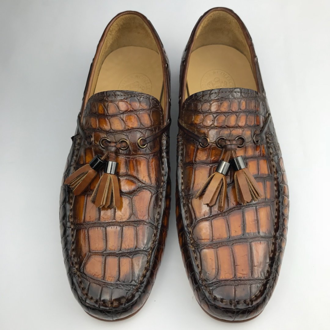 Crocodile Slip On Men Shoes Tassel Loafer BMBAS120195