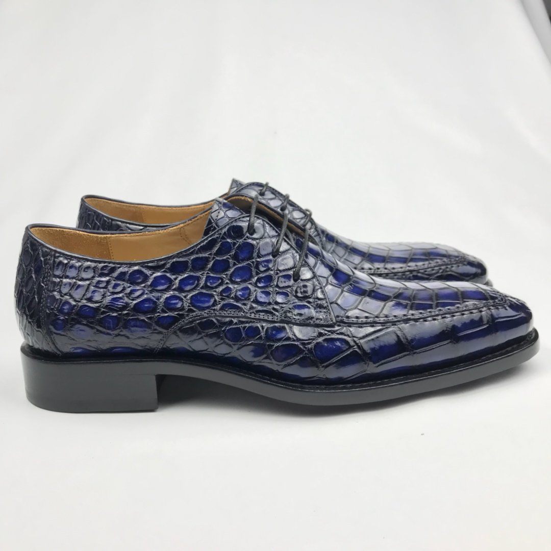 Genuine Crocodile Oxford Laces Leather Brogues Shoes BMBAS120197 image 8