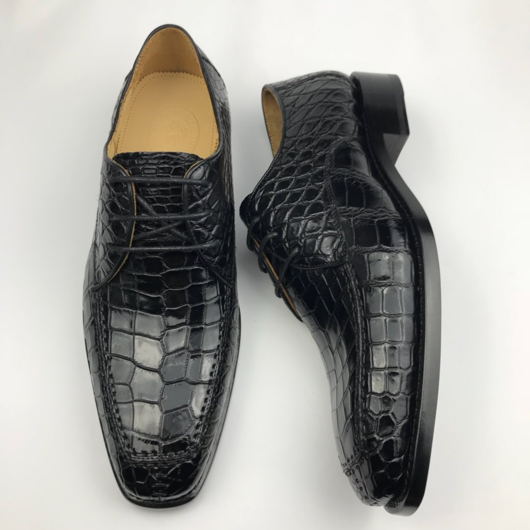 Genuine Crocodile Leather Vintage Handmade Shoes BMBAS120198 image 3