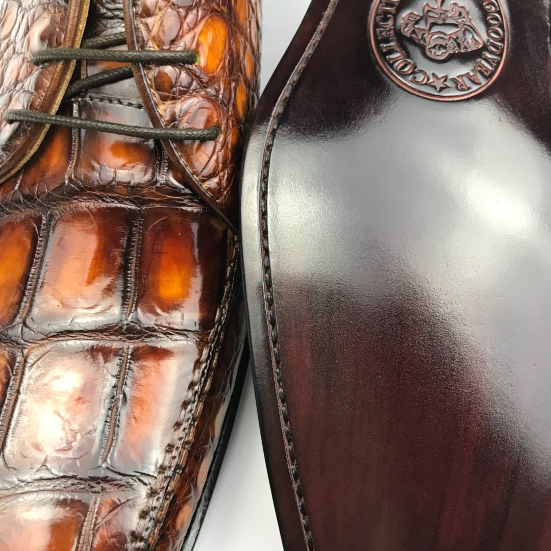 Derby Croc-Effect Leather Shoes BMBAS120200 image 3