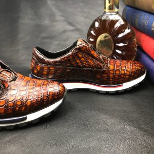 Mens Crocodile Print Lace Up Designer Shoes