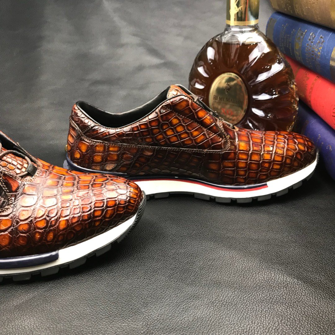 Mens Crocodile Print Lace Up Designer Shoes BMBAS120204