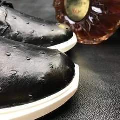 Ostrich Print Leather Derby Lace up Casual Shoes BMBOS120205 image 3