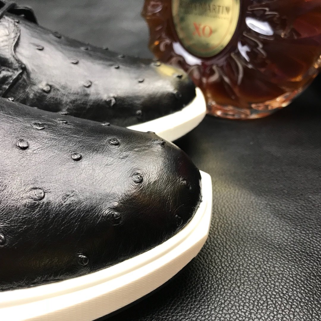 Ostrich Print Leather Derby Lace up Casual Shoes BMBOS120205 image 3