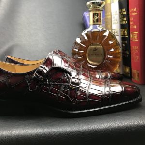 Crocodile Leather Slip-On Retro Elegant Monk Shoes