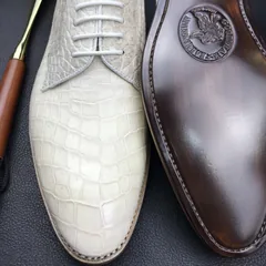 Crocodile Luxury Textured Leather Derby Dress Shoes BMWAS120209 image 2