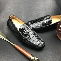 Crocodile Horn Back Leather Slip On Casual Loafer BMBAS120210 image 2