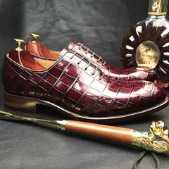 Men’s New Genuine Crocodile Oxford Shoes BMBAS12072 image 2