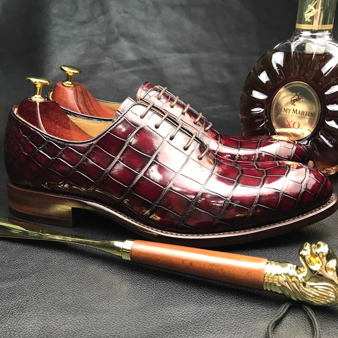 Men’s New Genuine Crocodile Oxford Shoes BMBAS12072 image 2