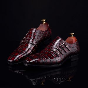Monk Strap Shoes High-end Leather Crocodile Shoes