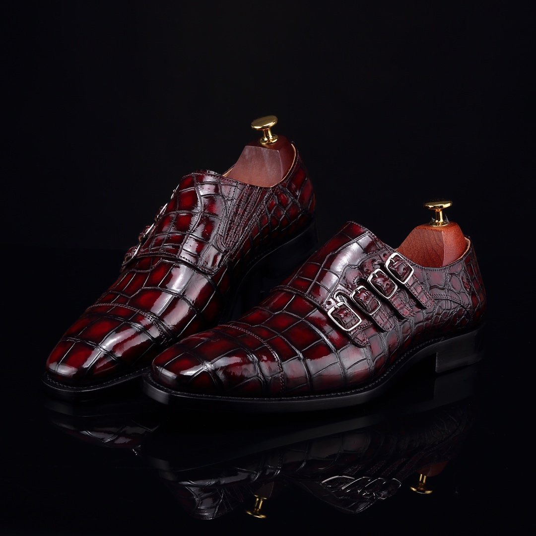 Monk Strap Shoes High-end Leather Crocodile Shoes BMBAS12057 image 2