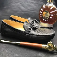 Men’s Slip On Ostrich Loafer Dress Shoes BMBOS12081 image 9