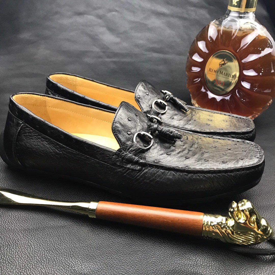 Men’s Slip On Ostrich Loafer Dress Shoes BMBOS12081 image 9