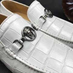 White Scale-Patterned Slip-On Loafers BMWAS12088 image 3