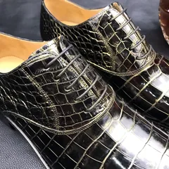 Crocodile Skin Black Gold Oxford Shoe BMBAS12090 image 3