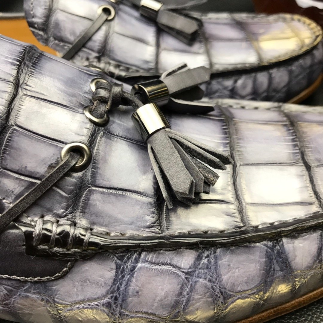 Men’s Loafers Excellent Soft Crocodile Skin Flats BMGAS12093