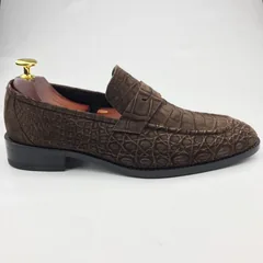 Crocodile Suede Leather Slip On Peas Shoes BMKAS12094 image 2