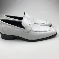 Crocodile White Loafer Shoes Texture Slip-Ons BMWAS12095 image 3
