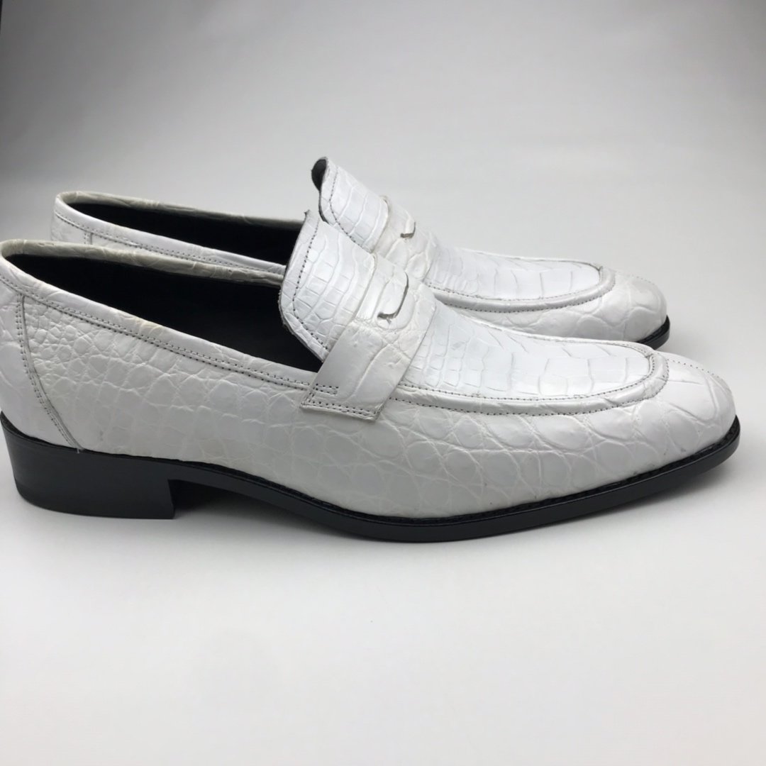 Crocodile White Loafer Shoes Texture Slip-Ons BMWAS12095 image 3