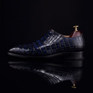 Crocodile Print Leather Slip On Casual Loafer Shoes