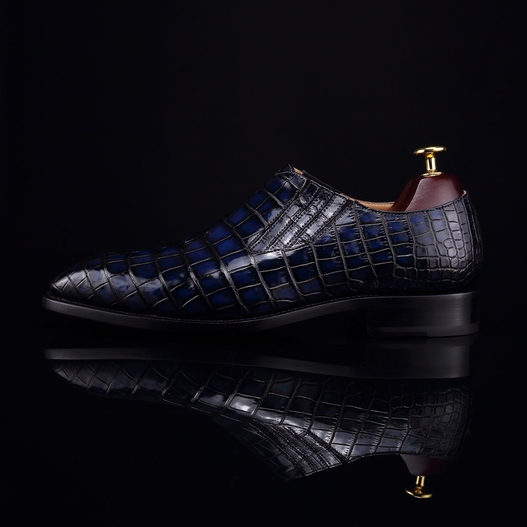 Crocodile Print Leather Slip On Casual Loafer Shoes BMBAS12059 image 2