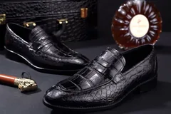 Men’s Soft Crcodile Genuine Leather Penny Loafers BMBAS120104 image 2