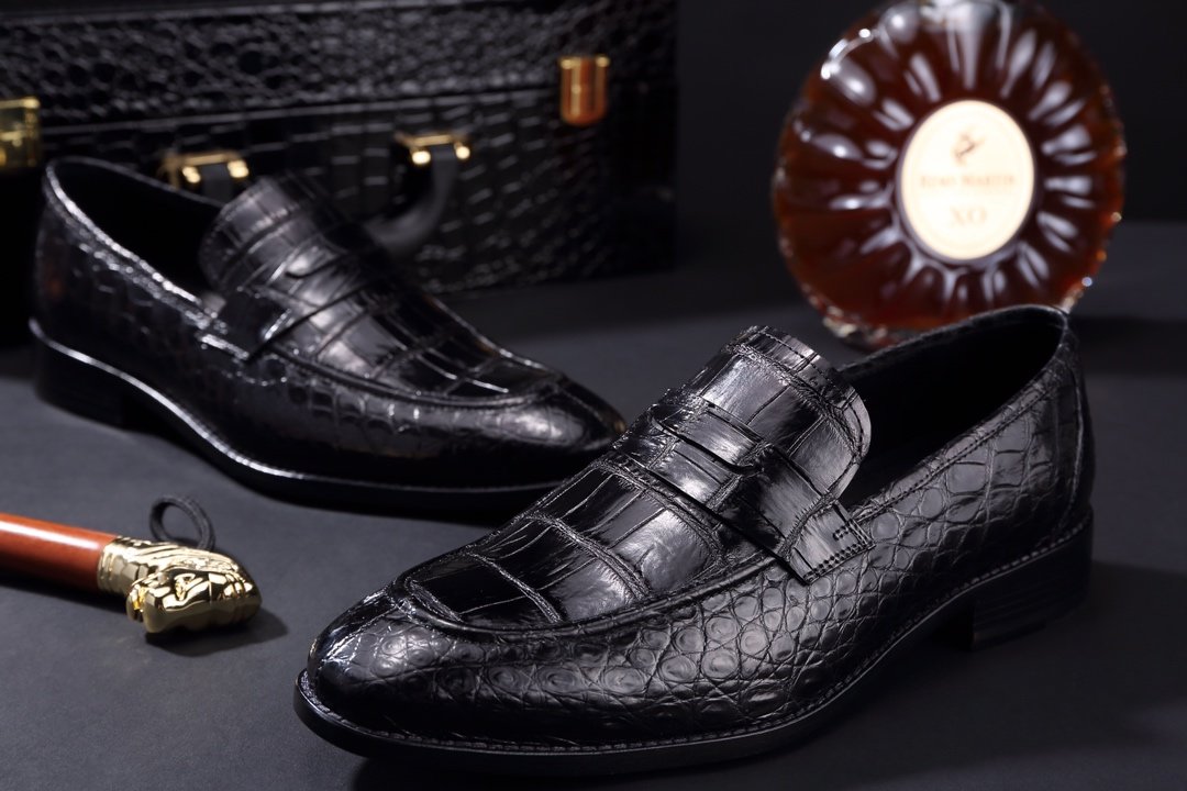 Men’s Soft Crcodile Genuine Leather Penny Loafers BMBAS120104 image 2