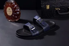 Crocodile Double Buckle Slipper Leather Sandals BMBAS120106 image 2