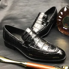 Men’s Soft Lightweight Penny Crocodile Loafers BMBAS120120 image 8